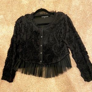 Swirls and netting black long sleeve dress jacket